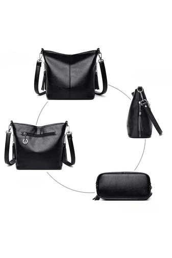Bonluo Černá Crossbody kabelka z imitace kůže Velikost 20*21*10cm