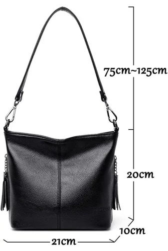 Bonluo Černá Crossbody kabelka z imitace kůže Velikost 20*21*10cm