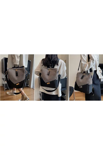 Bonluo Modrý dámský batoh/taška přes rameno se vzorem z imitace kůže Velikost 32*25*14 cm