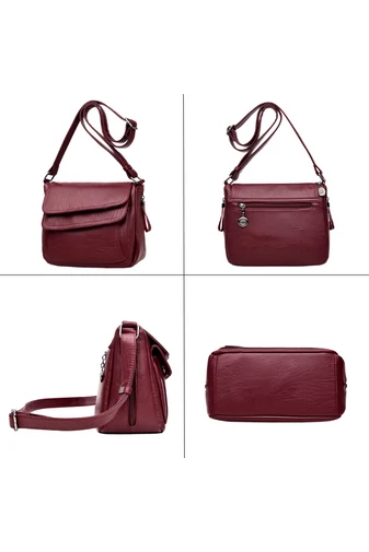 Vínová Crossbody kabelka z ekologické kůže Velikost 21*25*12cm