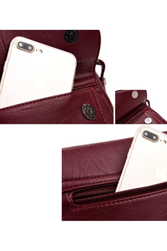Vínová Crossbody kabelka z ekologické kůže Velikost 21*25*12cm
