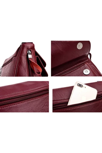 Vínová Crossbody kabelka z ekologické kůže Velikost 21*25*12cm
