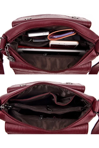 Vínová Crossbody kabelka z ekologické kůže Velikost 21*25*12cm