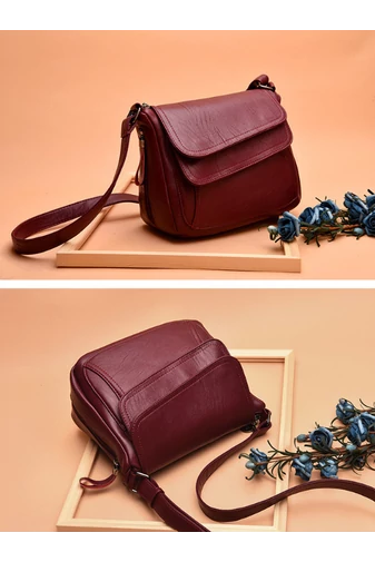 Vínová Crossbody kabelka z ekologické kůže Velikost 21*25*12cm