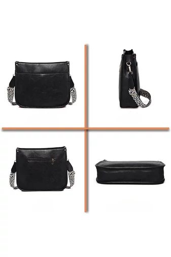 Bonluo Dámská černá crossbody taška přes rameno z ekologické kůže (30x27x8cm)