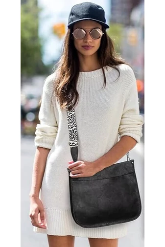 Bonluo Dámská černá crossbody taška přes rameno z ekologické kůže (30x27x8cm)