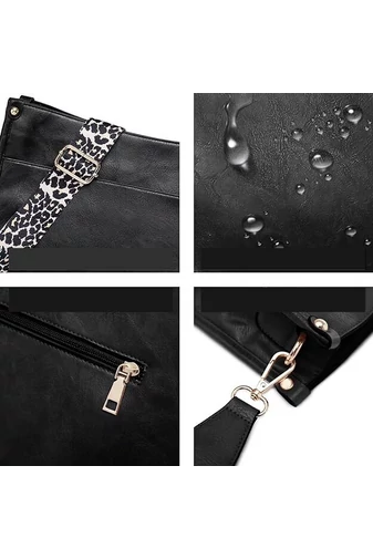 Bonluo Dámská černá crossbody taška přes rameno z ekologické kůže (30x27x8cm)