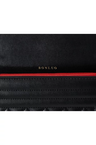 Bonluo elegantní černá taška z umělé kůže přes rameno (15*23*10cm)