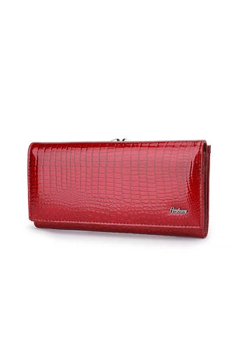 Červená Dámská peněženka Bonluo z lakované přírodní kůže s krokodýlím vzorem Velikost 9*19*3cm