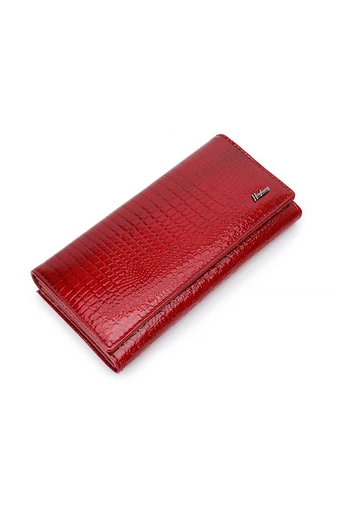 Červená Dámská peněženka Bonluo z lakované přírodní kůže s krokodýlím vzorem Velikost 9*19*3cm