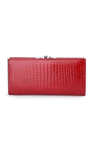 Červená Dámská peněženka Bonluo z lakované přírodní kůže s krokodýlím vzorem Velikost 9*19*3cm