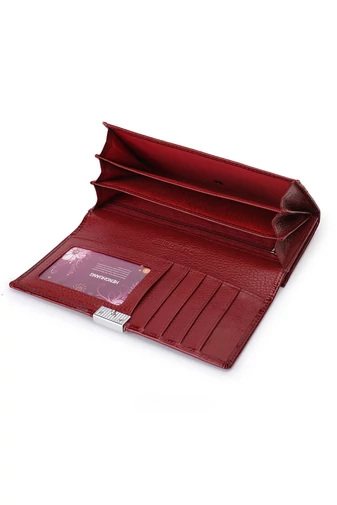Červená elegantní dámská peněženka Bonluo z přírodní kůže s krokodýlím vzorem Velikost 9*18*3cm