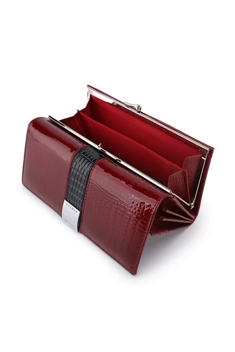 Červená elegantní dámská peněženka Bonluo z přírodní kůže s krokodýlím vzorem Velikost 9*18*3cm