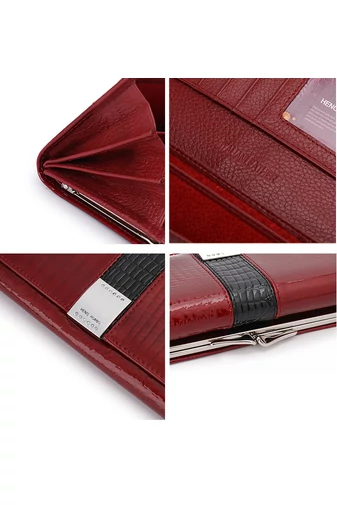 Červená elegantní dámská peněženka Bonluo z přírodní kůže s krokodýlím vzorem Velikost 9*18*3cm