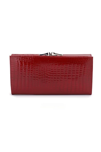 Červená elegantní dámská peněženka Bonluo z přírodní kůže s krokodýlím vzorem Velikost 9*18*3cm