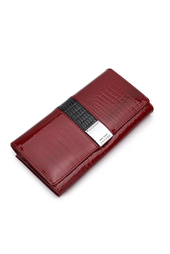 Červená elegantní dámská peněženka Bonluo z přírodní kůže s krokodýlím vzorem Velikost 9*18*3cm
