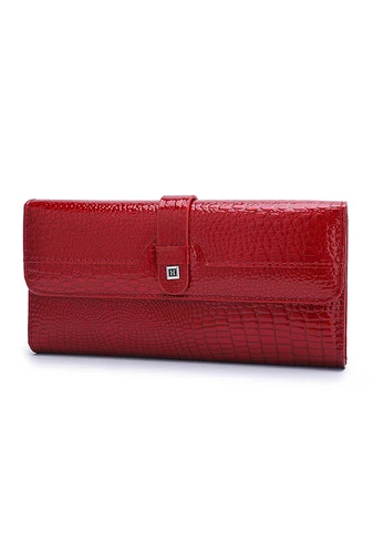 Červená Dámská peněženka Bonluo z přírodní kůže s krokodýlím vzorem Velikost 10*19*3cm