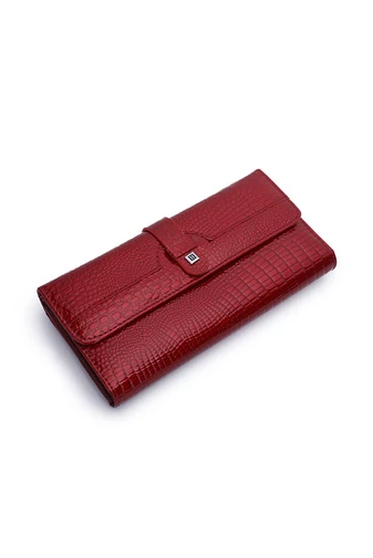 Červená Dámská peněženka Bonluo z přírodní kůže s krokodýlím vzorem Velikost 10*19*3cm