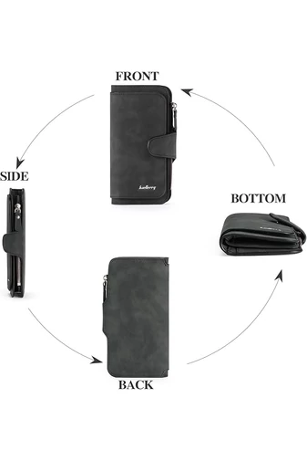 Černá Elegantní dámská multifunkční peněženka Bonluo z imitace kůže Velikost 19*11*2,5cm