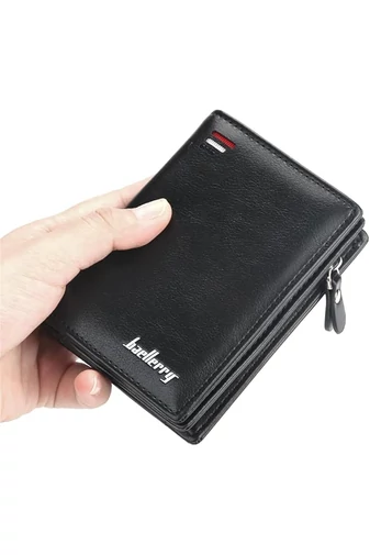 Pánská černá peněženka Bonluo z imitace kůže s více přihrádkami Velikost 12*9*2,5cm