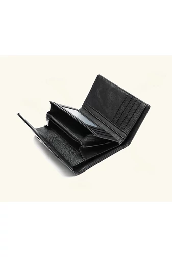 Elegantní černá peněženka bonluo z pravé lakované kůže s kamínkovým vzorem (14*10cm)