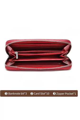 Elegantní dámská červená peněženka z pravé lakované kůže Velikost (19*10*2cm)