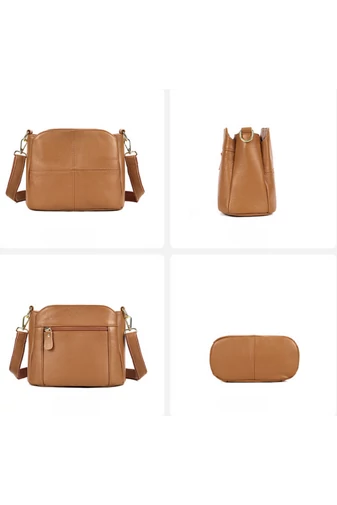Hnědá crossbody kabelka Bonluo z přírodní kůže Velikost (18*24*13cm)
