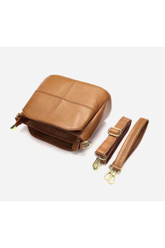 Hnědá crossbody kabelka Bonluo z přírodní kůže Velikost (18*24*13cm)