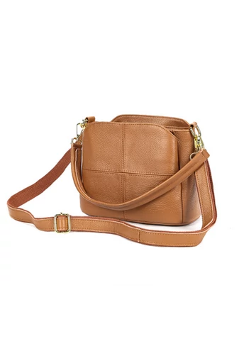 Hnědá crossbody kabelka Bonluo z přírodní kůže Velikost (18*24*13cm)