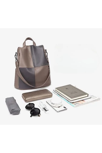 Khaki stylový batoh Bonluo z imitace kůže Velikost (33*32*14cm)