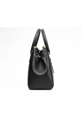 Elegantní černá taška z přírodní kůže Bonluo se zlatými detaily Velikost (22*32,5*14 cm)
