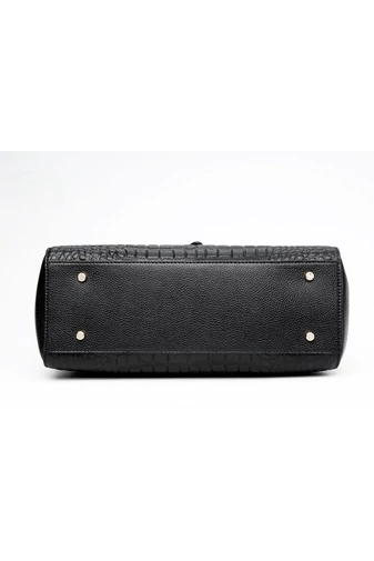 Elegantní černá taška z přírodní kůže Bonluo se zlatými detaily Velikost (22*32,5*14 cm)