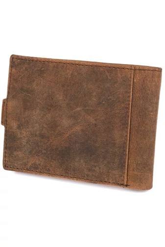 Bellugio Hnědá pánská peněženka Vintage se vzorem ryby z přírodní kůže více přihrádkami (9*12*2 cm)