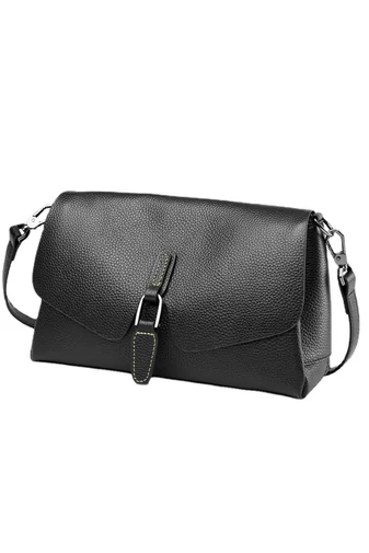 Elegantní černá kabelka z přírodní kůže Bonluo s nastavitelnou velikostí popruhu (16,5x26,5x9,8 cm)