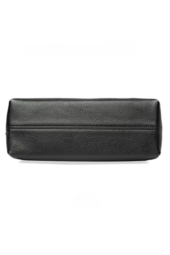 Elegantní černá kabelka z přírodní kůže Bonluo s nastavitelnou velikostí popruhu (16,5x26,5x9,8 cm)