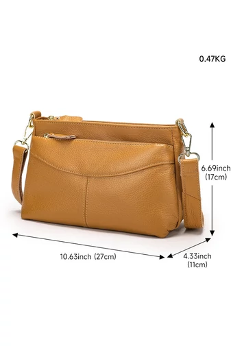 Kabelka Crossbody z pravé kůže Hnědá Bonluo s nastavitelným popruhem 17*27*11cm