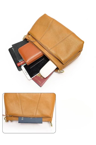 Kabelka Crossbody z pravé kůže Hnědá Bonluo s nastavitelným popruhem 17*27*11cm
