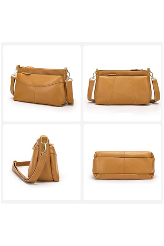 Kabelka Crossbody z pravé kůže Hnědá Bonluo s nastavitelným popruhem 17*27*11cm
