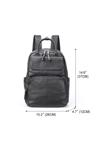 Batoh z Pravé Černé Kůže Unisex Bonluo s prostorem pro 13,3palcový notebook 37*26*12cm