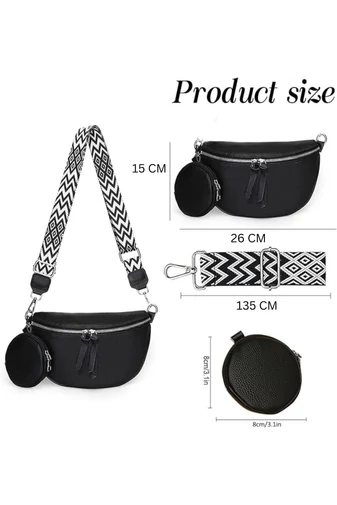 Crossbody kabelka z pravé kůže s odnímatelnou peněženkou Černá Univerzální Bonluo 26*15*cm