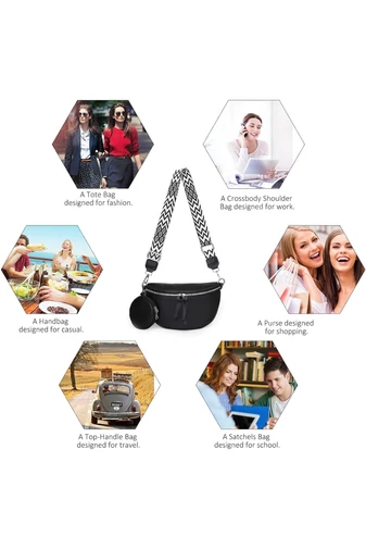 Crossbody kabelka z pravé kůže s odnímatelnou peněženkou Černá Univerzální Bonluo 26*15*cm
