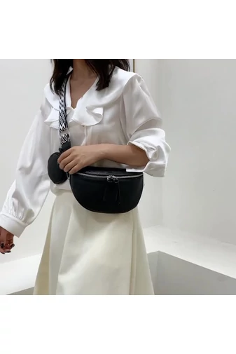 Crossbody kabelka z pravé kůže s odnímatelnou peněženkou Černá Univerzální Bonluo 26*15*cm