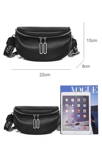 Crossbody Kabelka z pravé kůže Bonluo Černá 22*15*9cm