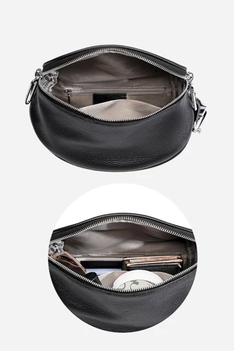 Crossbody Kabelka z pravé kůže Bonluo Černá 22*15*9cm