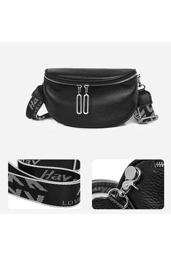 Crossbody Kabelka z pravé kůže Bonluo Černá 22*15*9cm
