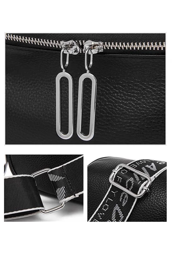 Crossbody Kabelka z pravé kůže Bonluo Černá 22*15*9cm
