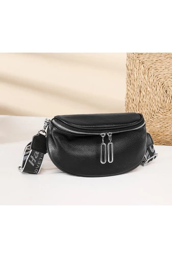 Crossbody Kabelka z pravé kůže Bonluo Černá 22*15*9cm