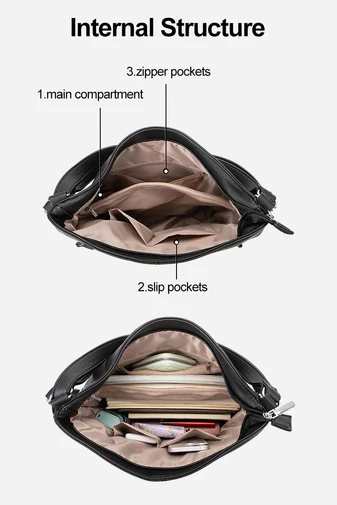 Dámský multifunkční batoh Bonluo 2v1 taška přes rameno Černá barva vyrobeno z ekokůže Velikost 35*32*14cm