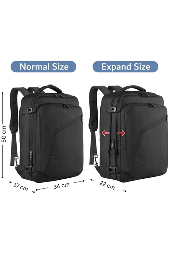 Bonluo Černý Multifunkční Rozšiřitelný Batoh Ideální pro Cestování Velikost Příruční Zavazadla Wizz-air (50*34*17cm)
