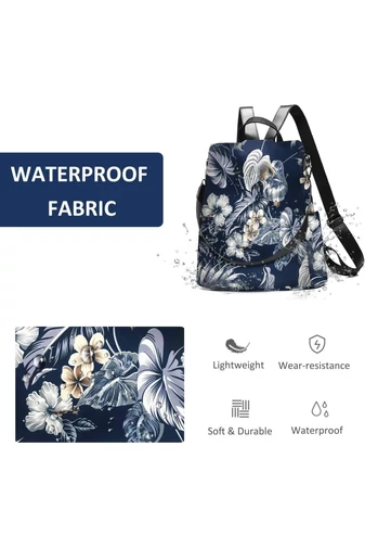 Multifunkční Batoh Nepromokavý s Květinovým Designem, Modrý 35×32×15cm Bonluo